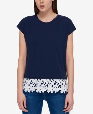 Tommy Hilfiger Lace-contrast T-shirt, Created For Macy's