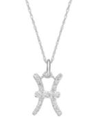 Diamond Necklace, 10k White Gold Diamond Pisces Zodiac Pendant (1/10 Ct. T.w.)