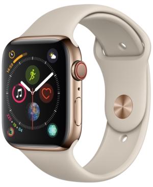Apple Watch Series 4 Gps + Cellular, 44mm Gold Stainless Steel Case With Stone Sport Band