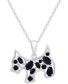 Black Spinel Dog Pendant Necklace In Sterling Silver