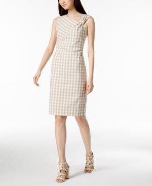 Calvin Klein Gingham Knotted Sheath Dress