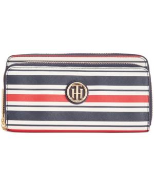 Tommy Hilfiger Th Serif Signature Printed Large Double Zip Wallet