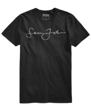 Sean John Men's Signature Script Rhinestone Logo T-shirt