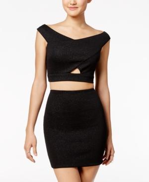 As U Wish Juniors' 2-pc. Glitter Cutout Bodycon Dress