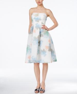 Calvin Klein Strapless Floral-print Dress