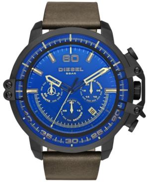 Diesel Men's Chronograph Deadeye Dark Brown Leather Strap Watch 51x56mm Dz4405