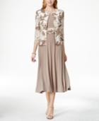 Jessica Howard Petite Floral-print Midi Dress And Jacket