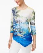 Alfred Dunner Corsica Scenic-print Asymmetrical Top