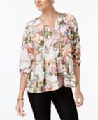 Olivia & Grace Printed Peasant Top, Created For Macy's