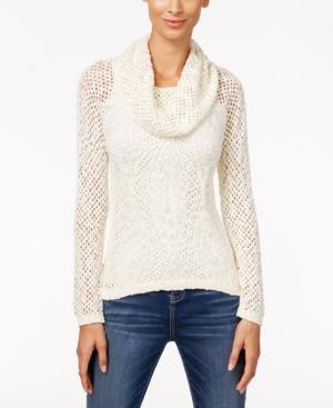 Inc International Concepts Cowl-neck Pointelle Sweater, Only At Macy's