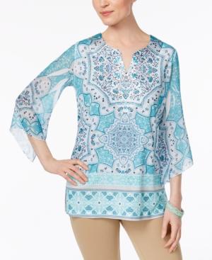Jm Collection Chiffon-sleeve Studded Tunic, Only At Mayc's