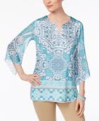 Jm Collection Chiffon-sleeve Studded Tunic, Only At Mayc's