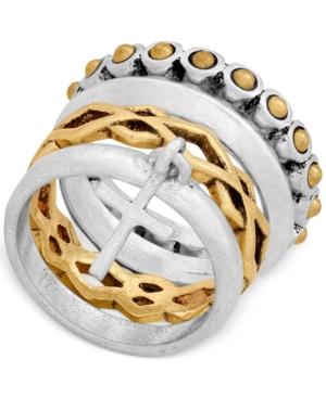 Lucky Brand Two-tone Cross Charm Statement Ring