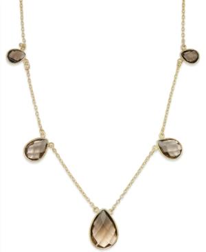 Giani Bernini Smoky Quartz Teardrop Necklace In 18k Gold Over Sterling Silver (8 Ct. T.w.)