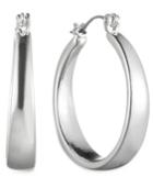 Nine West Earrings, Silver-tone Medium Oval Hoop Earrings