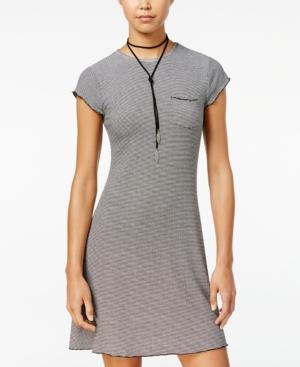 One Hart Juniors' Striped Rib-knit Pocket Dress, Only At Macy's