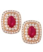 Ruby (1-1/5 Ct. T.w.) And Diamond (1/4 Ct. T.w.) Stud Earrings In 14k Gold