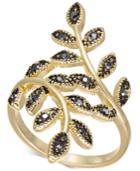 I.n.c. Gold-tone Hematite Crystal Leaf Wrap Ring, Created For Macy's