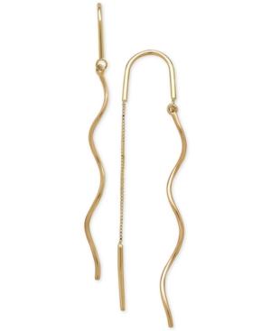 Wavy Threader Earrings In 10k Gold