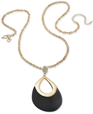 Thalia Sodi Gold-tone Jet Pave Teardrop Pendant Necklace, Only At Macy's