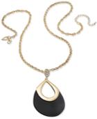 Thalia Sodi Gold-tone Jet Pave Teardrop Pendant Necklace, Only At Macy's