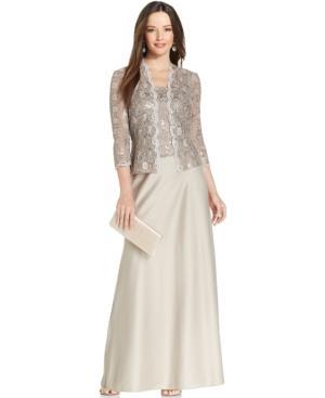 Alex Evenings Sequin-lace Satin Gown And Jacket