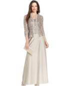Alex Evenings Sequin-lace Satin Gown And Jacket