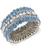 Carolee Silver-tone Blue & Clear Crystal Stretch Bracelet