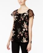 Inc International Concepts Petite Embroidered Lace Top, Only At Macy's