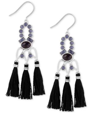 Lucky Brand Silver-tone Multi-stone & Tassel Chandelier Earrings, A Macy's Exclusive Style