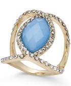 Inc International Concepts Gold-tone Faceted Blue Stone And Pave Statement Ring, Only At Macy's