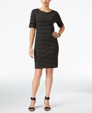 Karen Scott Elbow-sleeve Striped Dress, Only At Macy's