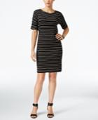 Karen Scott Elbow-sleeve Striped Dress, Only At Macy's