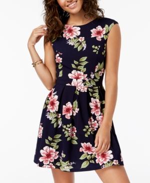 Emerald Sundae Juniors' Open-back Fit & Flare Dress