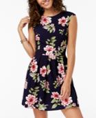 Emerald Sundae Juniors' Open-back Fit & Flare Dress