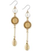 Lucky Brand Gold-tone Imitation Pearl Drop Earrings
