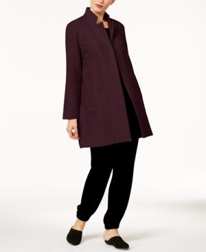 Eileen Fisher Wool Blend Notch-collar Long Coat, Created For Macy's