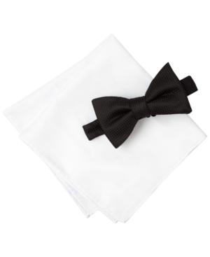 Countess Mara Men's Tonal Dots Bow Tie & Solid Pocket Square Set