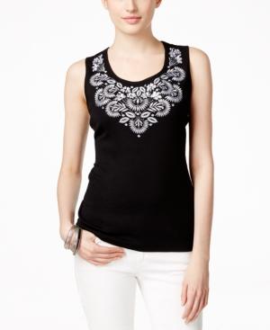 Karen Scott Embroidered Tank Top, Only At Macy's