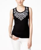 Karen Scott Embroidered Tank Top, Only At Macy's