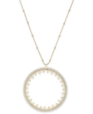 Kate Spade New York Gold-tone Imitation Pearl And Crystal Open Disc Pendant Necklace