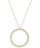 Kate Spade New York Gold-tone Imitation Pearl And Crystal Open Disc Pendant Necklace