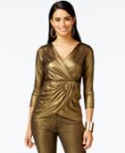 Thalia Sodi Gold-tone Lame Wrap Top, Only At Macy's
