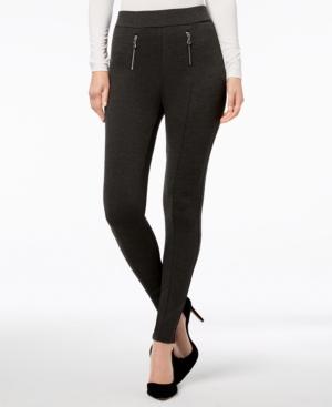 I.n.c. Zippered Menswear-print Leggings, Created For Macy's