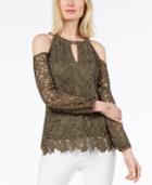 Inc International Concepts Lace-contrast Keyhole Top, Created For Macy's