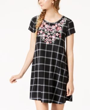 Derek Heart Juniors' Puff-paint Plaid Swing Dress