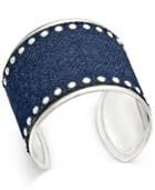 Inc International Concepts Silver-tone Denim Studded Open Cuff Bracelet, Only At Macy's