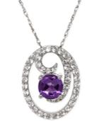 Amethyst (1-1/5 Ct. T.w.) And White Topaz (1-1/5 Ct. T.w.) Swirl Pendant Necklace In Sterling Silver