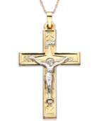 14k Gold Two-tone Large Crucifix Pendant