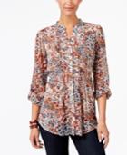 Style & Co Printed Back-tie Shirt, Only At Macy's